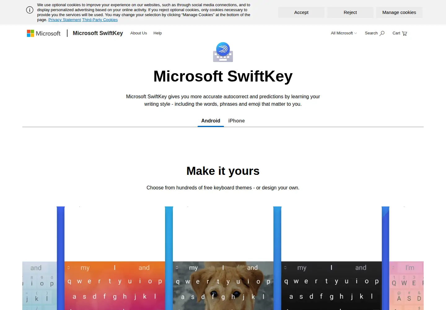 Screenshot of swiftkey.com