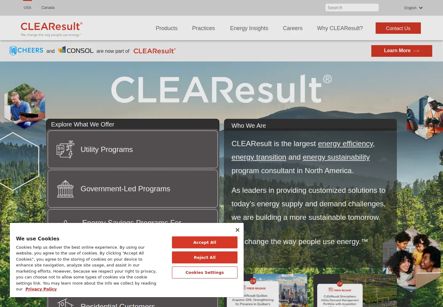 Captured homepage of clearesult.com in the current scan
