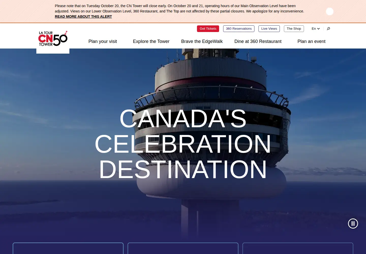 Screenshot of cntower.ca
