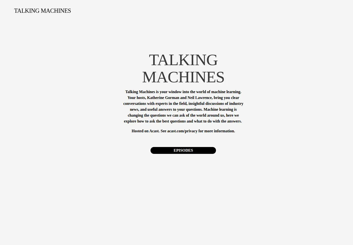 Screenshot of thetalkingmachines.com