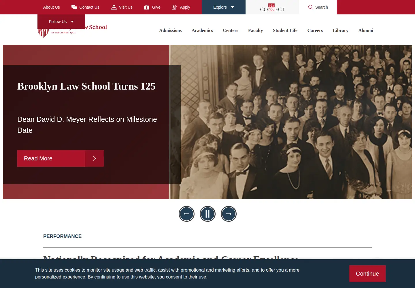 Captured homepage of brooklaw.edu in the current scan