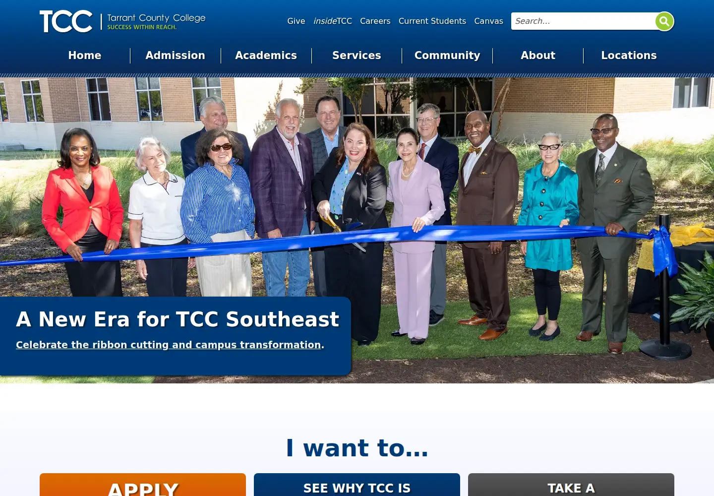 Captured homepage of tccd.edu in the current scan