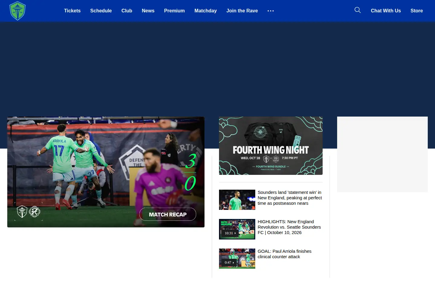 Screenshot of soundersfc.com