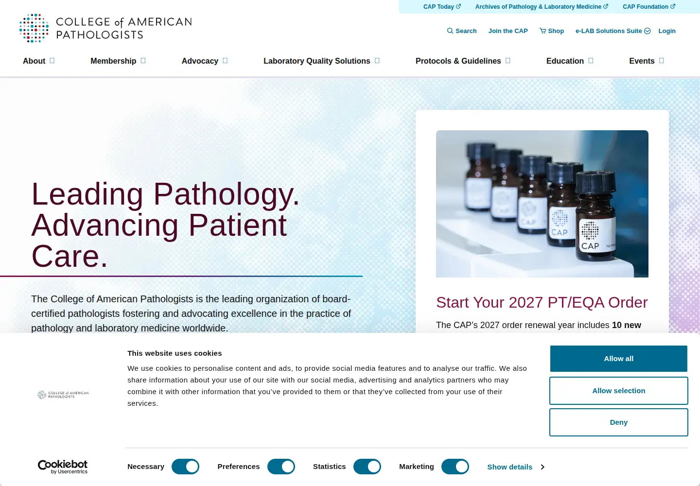 Screenshot of cap.org