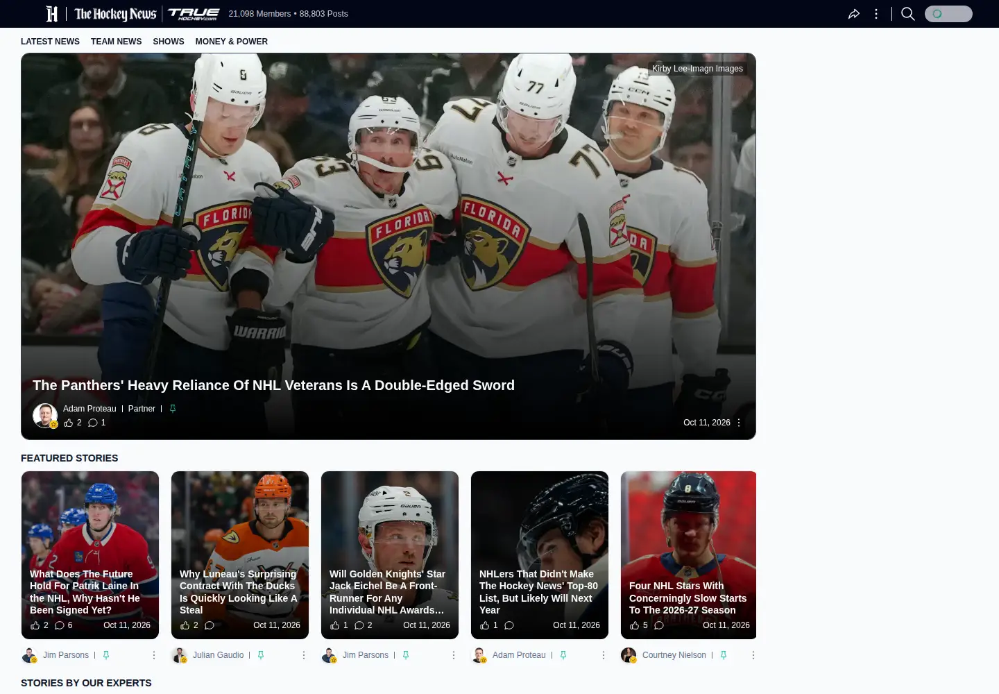 Screenshot of thehockeynews.com