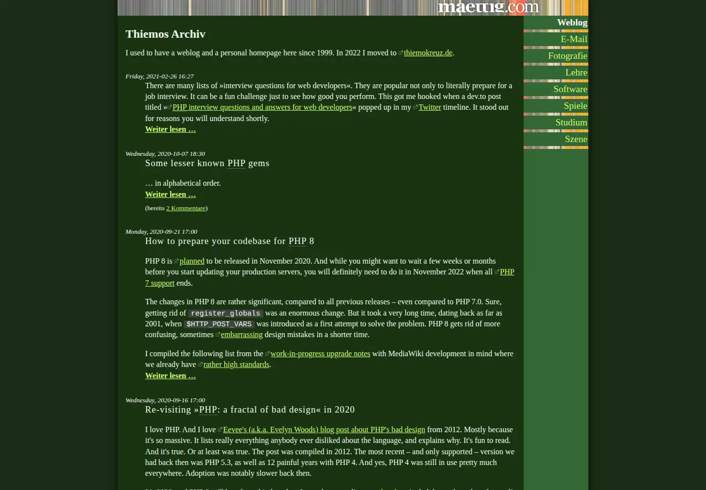 Captured homepage of maettig.com in the current scan