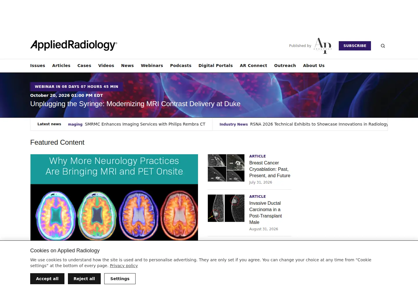 Screenshot of appliedradiology.com