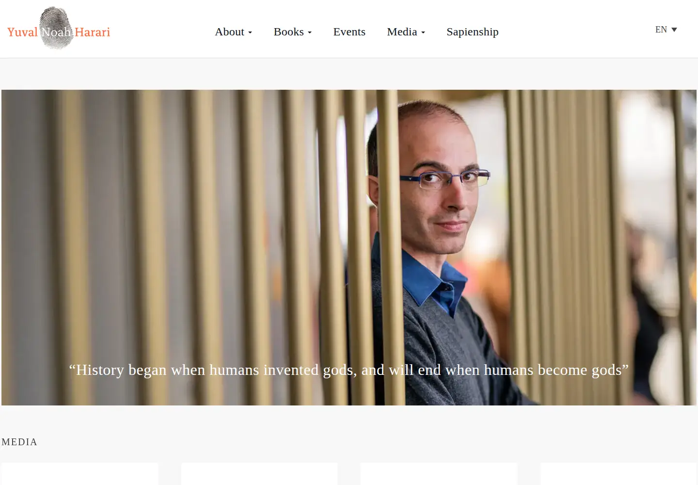 Captured homepage of ynharari.com in the current scan