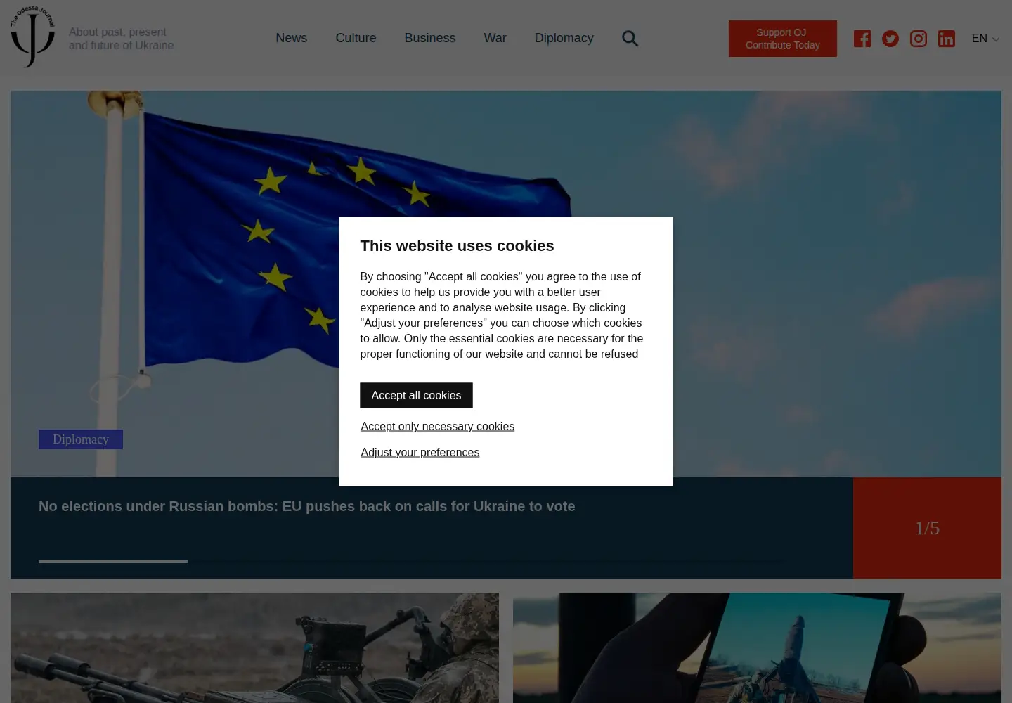 Captured homepage of odessa-journal.com in the current scan