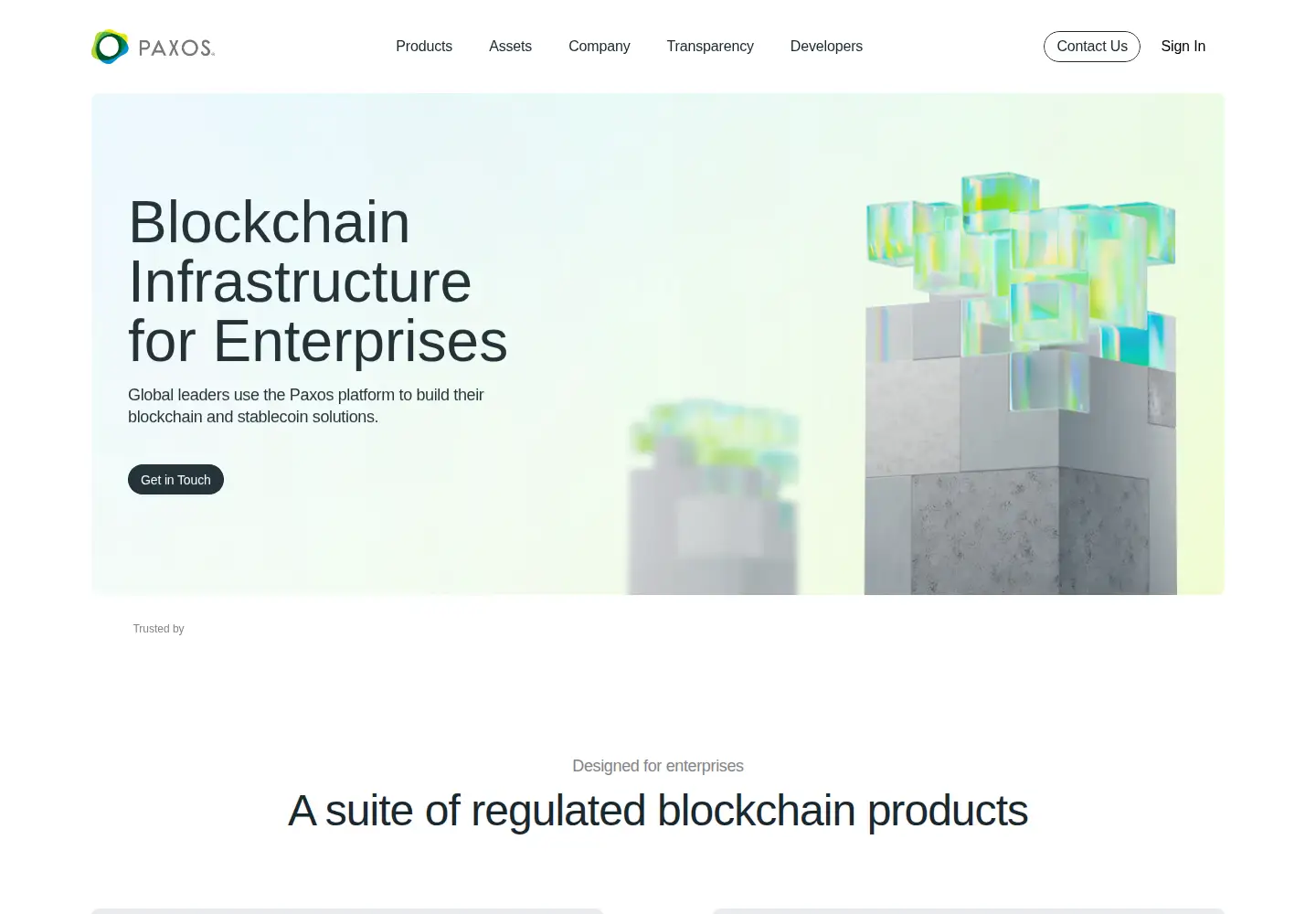 Screenshot of paxos.com