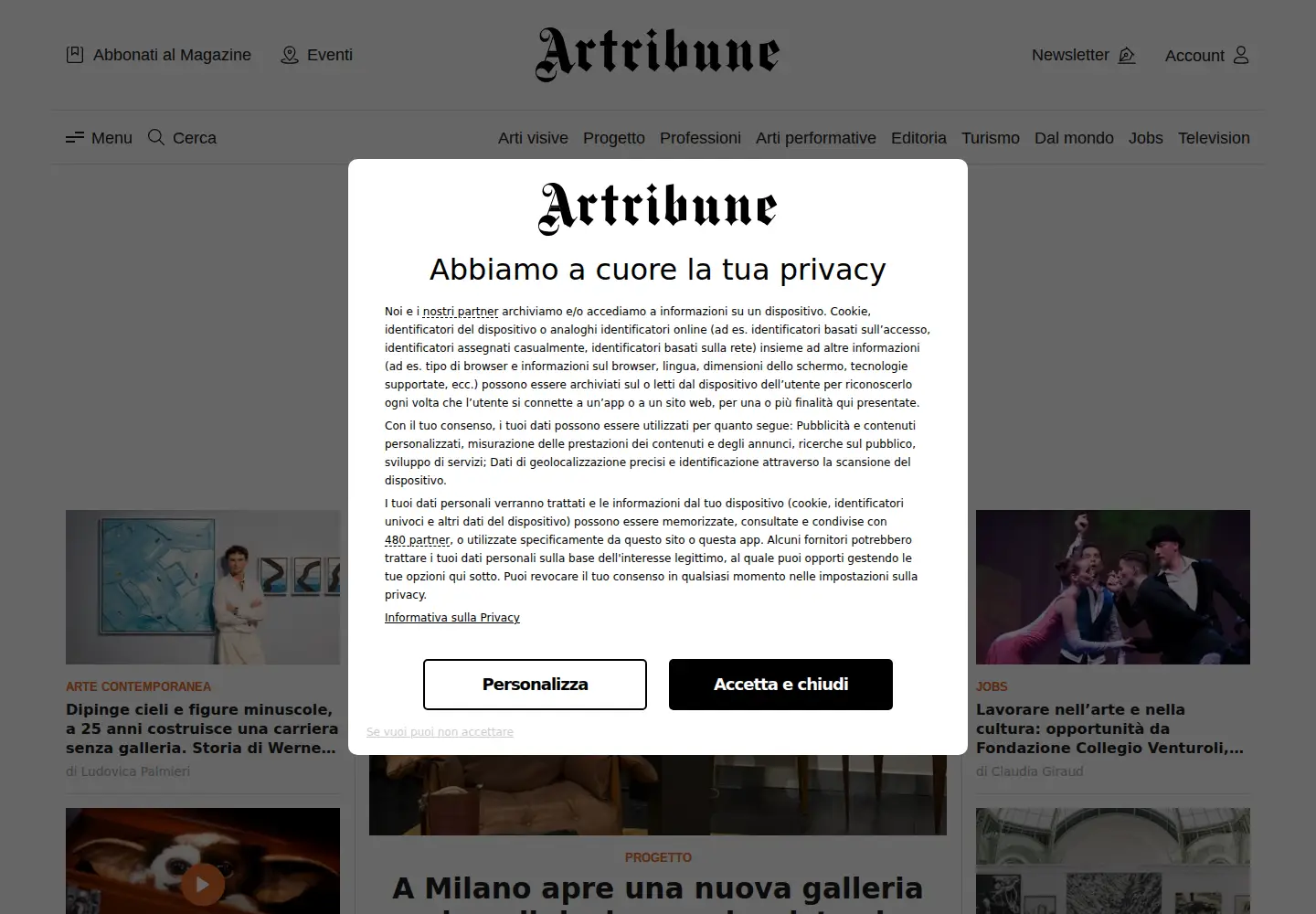 Screenshot of artribune.com