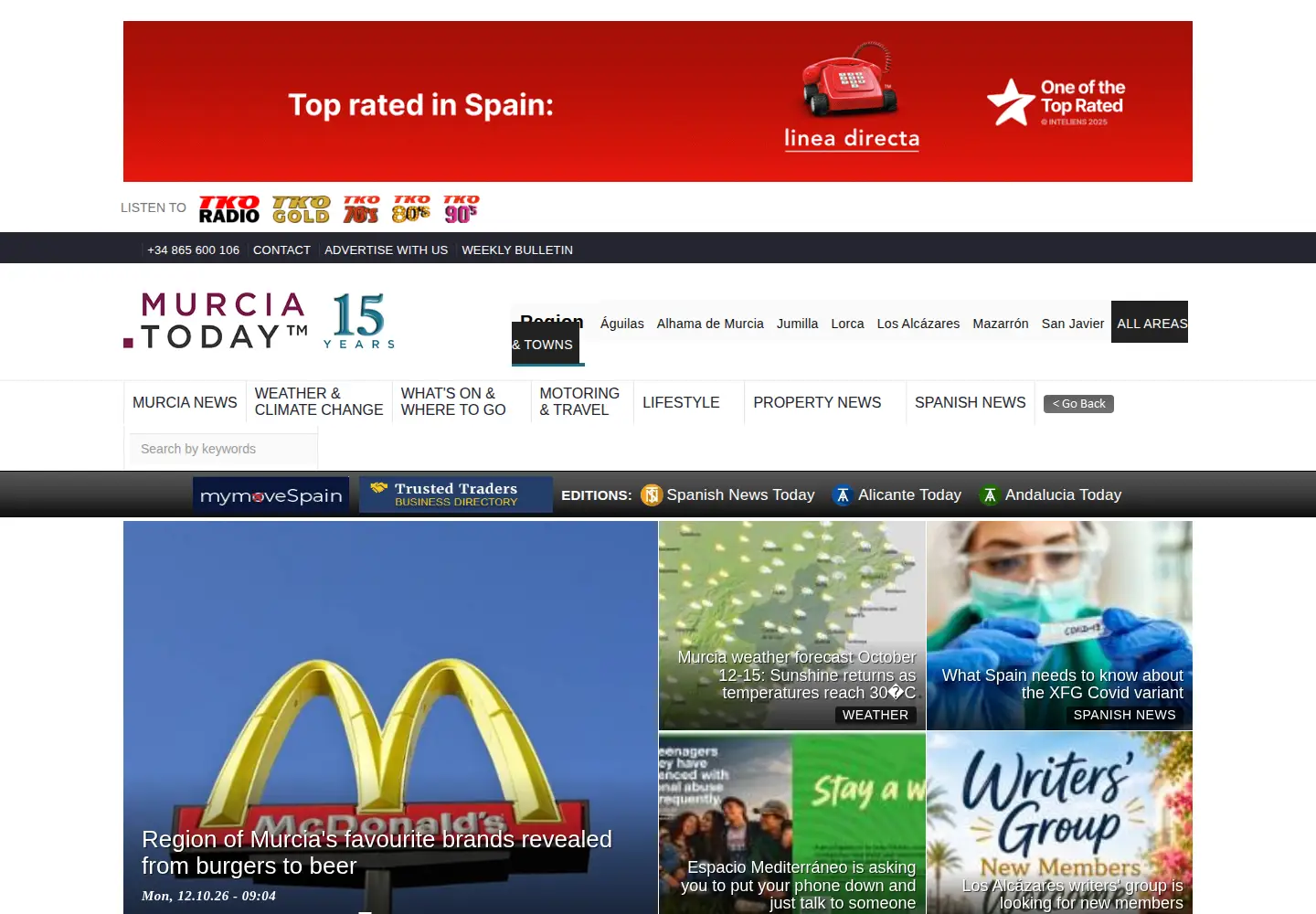 Screenshot of murciatoday.com