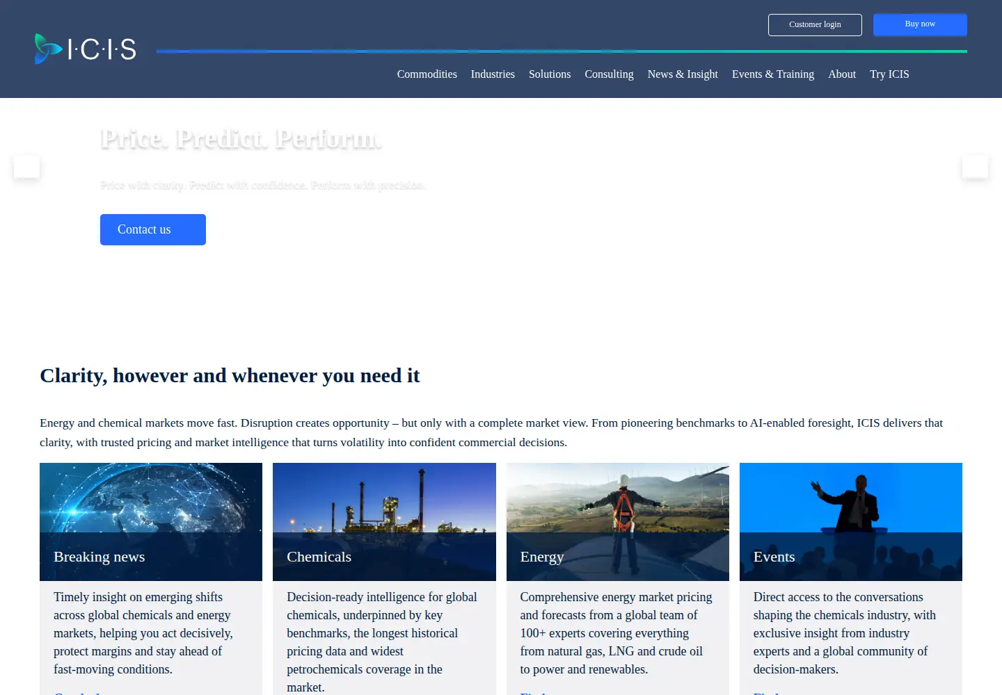 Captured homepage of icis.com in the current scan