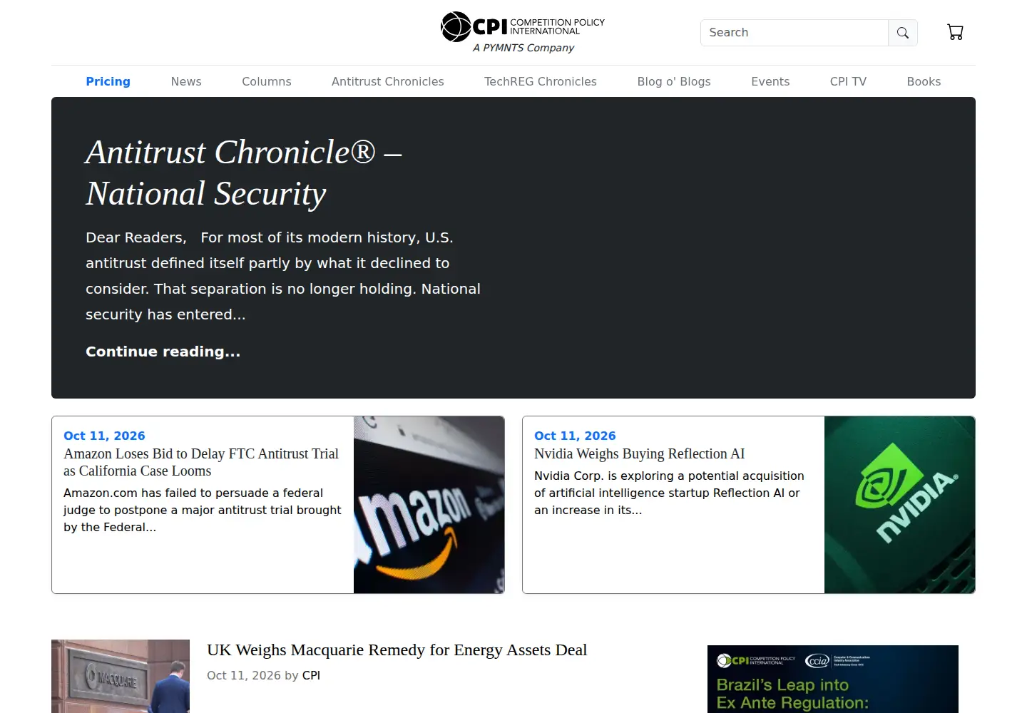 Captured homepage of competitionpolicyinternational.com in the current scan