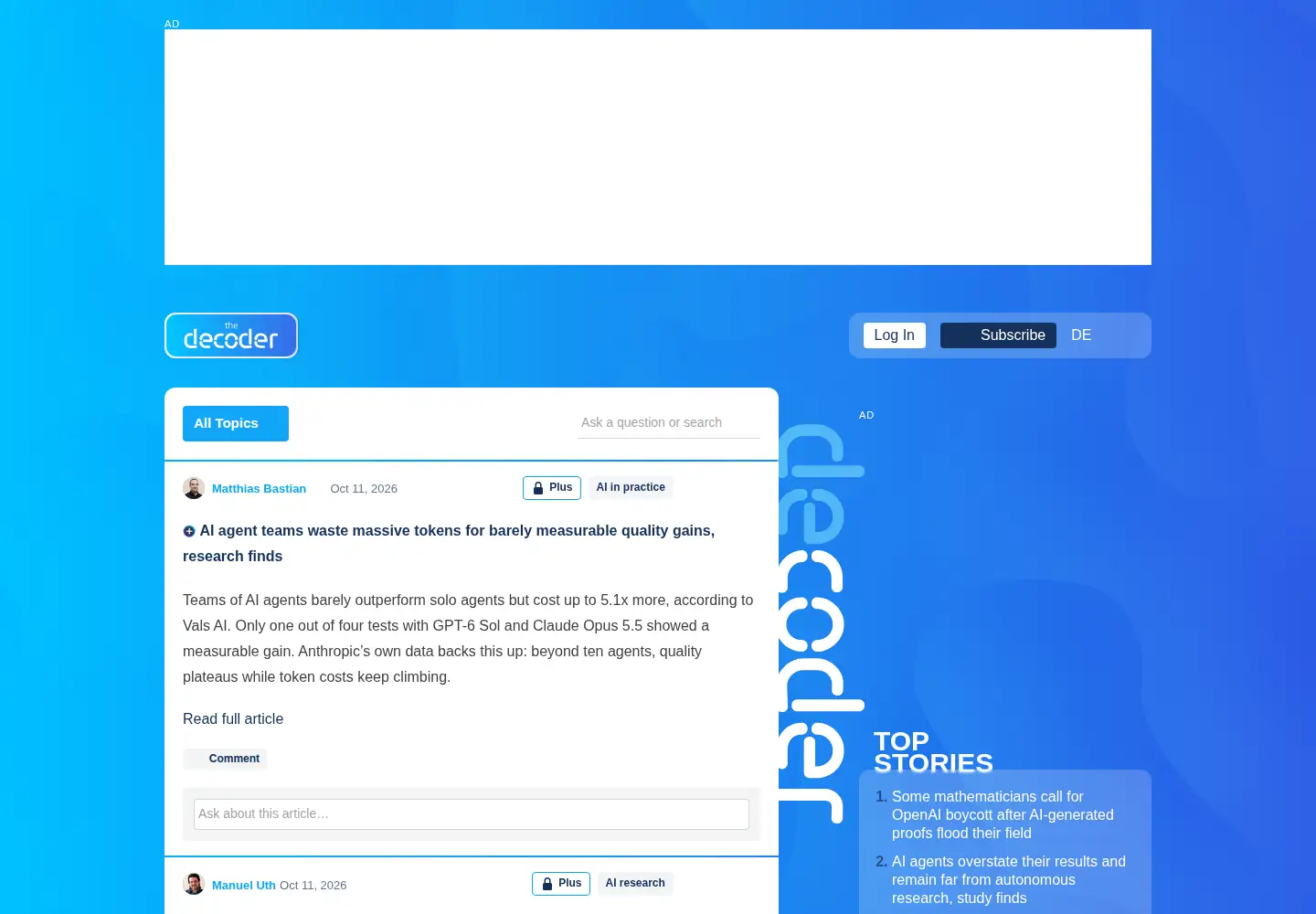 Captured homepage of the-decoder.com in the current scan