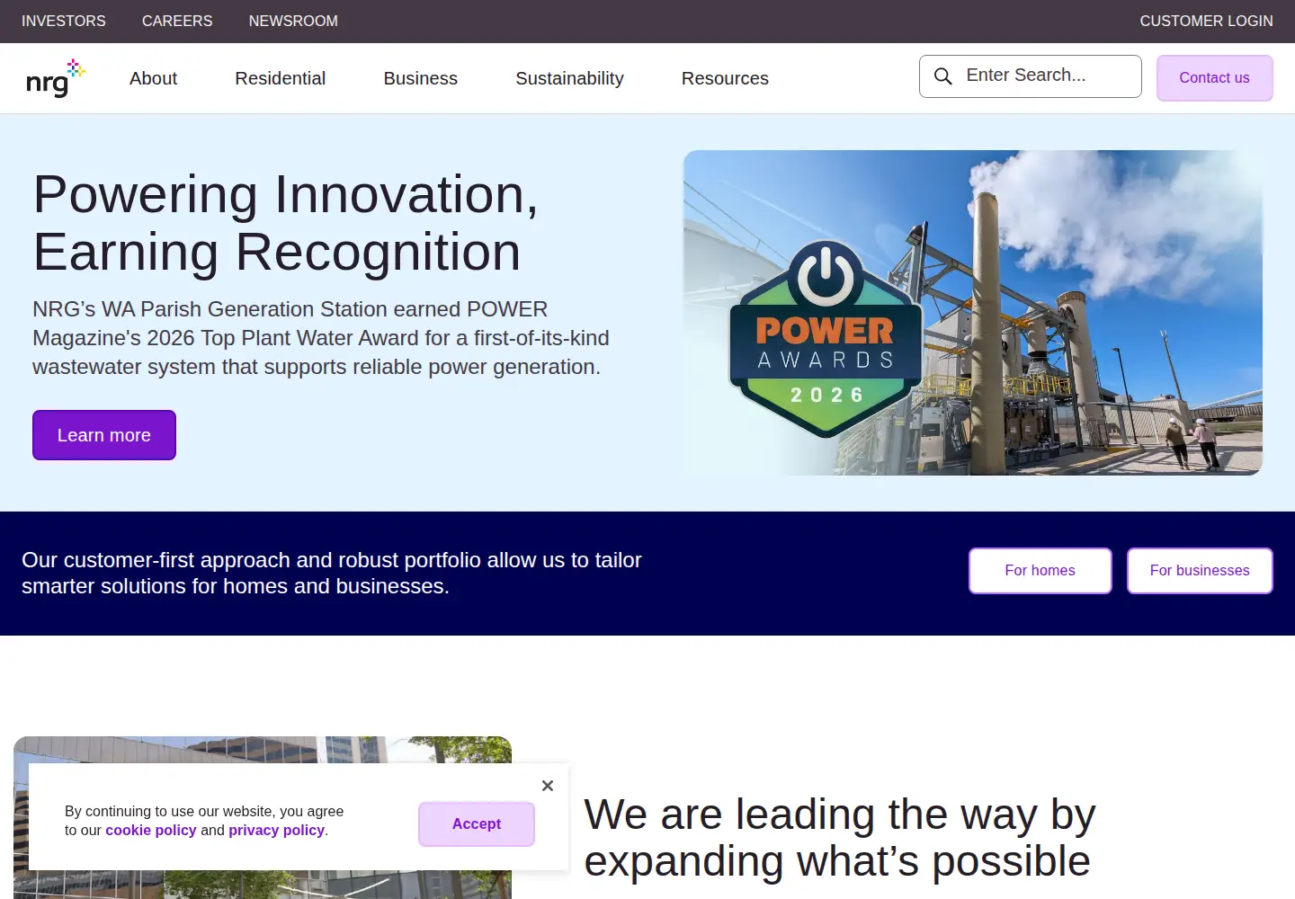 Screenshot of nrg.com