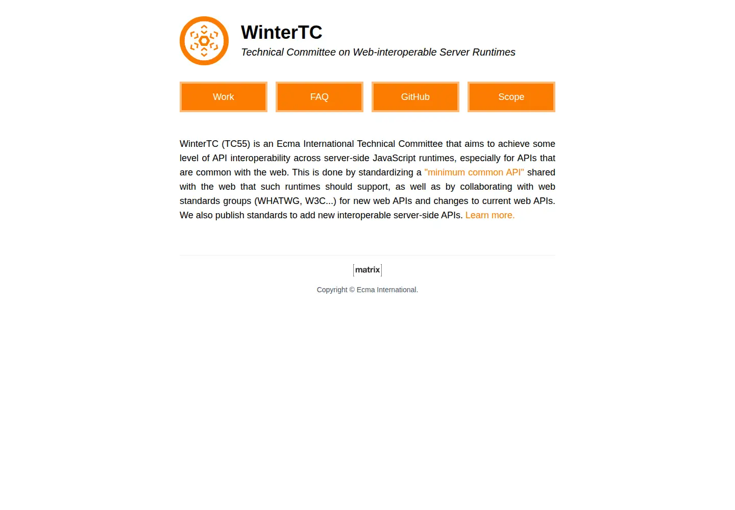 Captured homepage of wintercg.org in the current scan