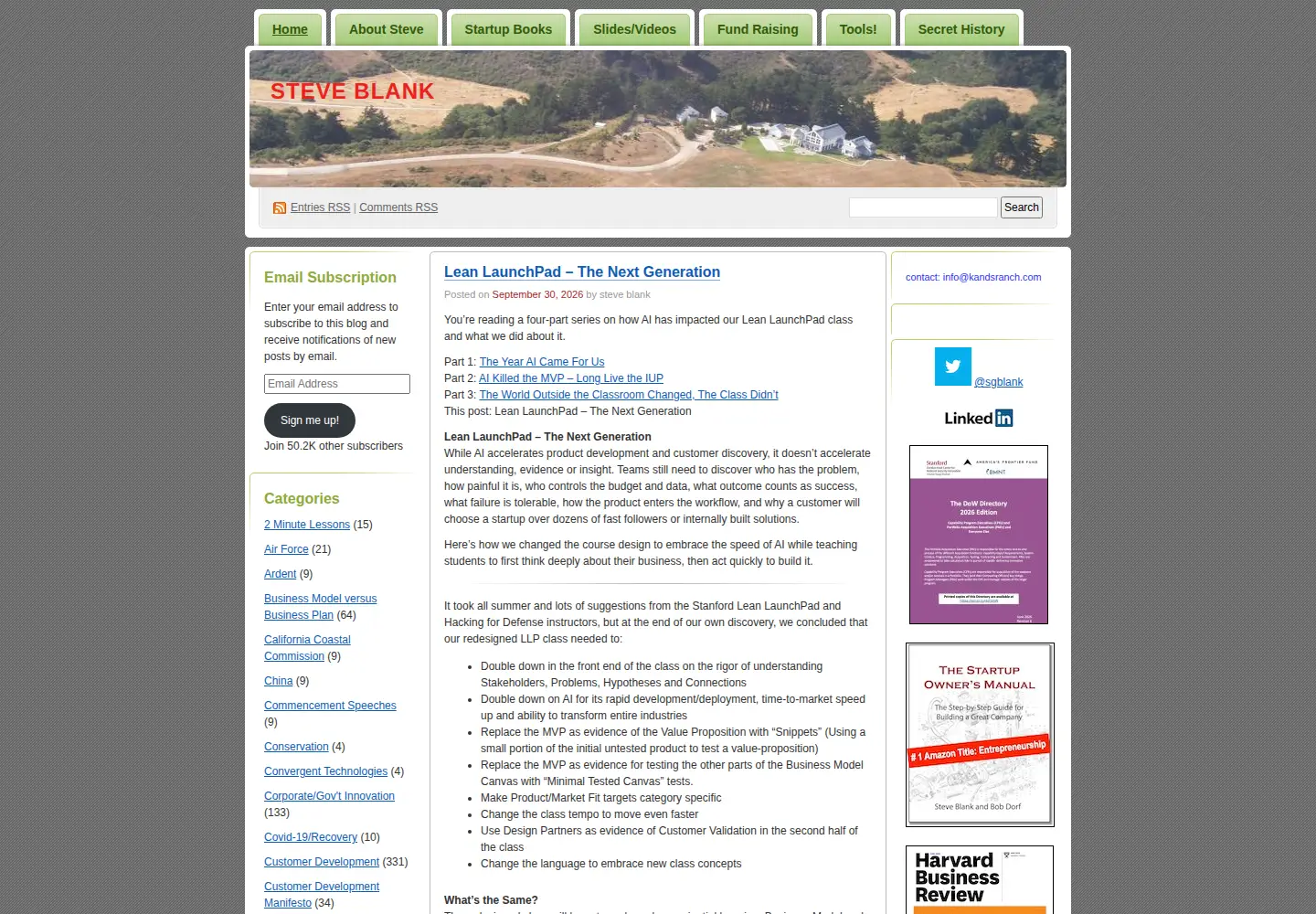 Screenshot of steveblank.com