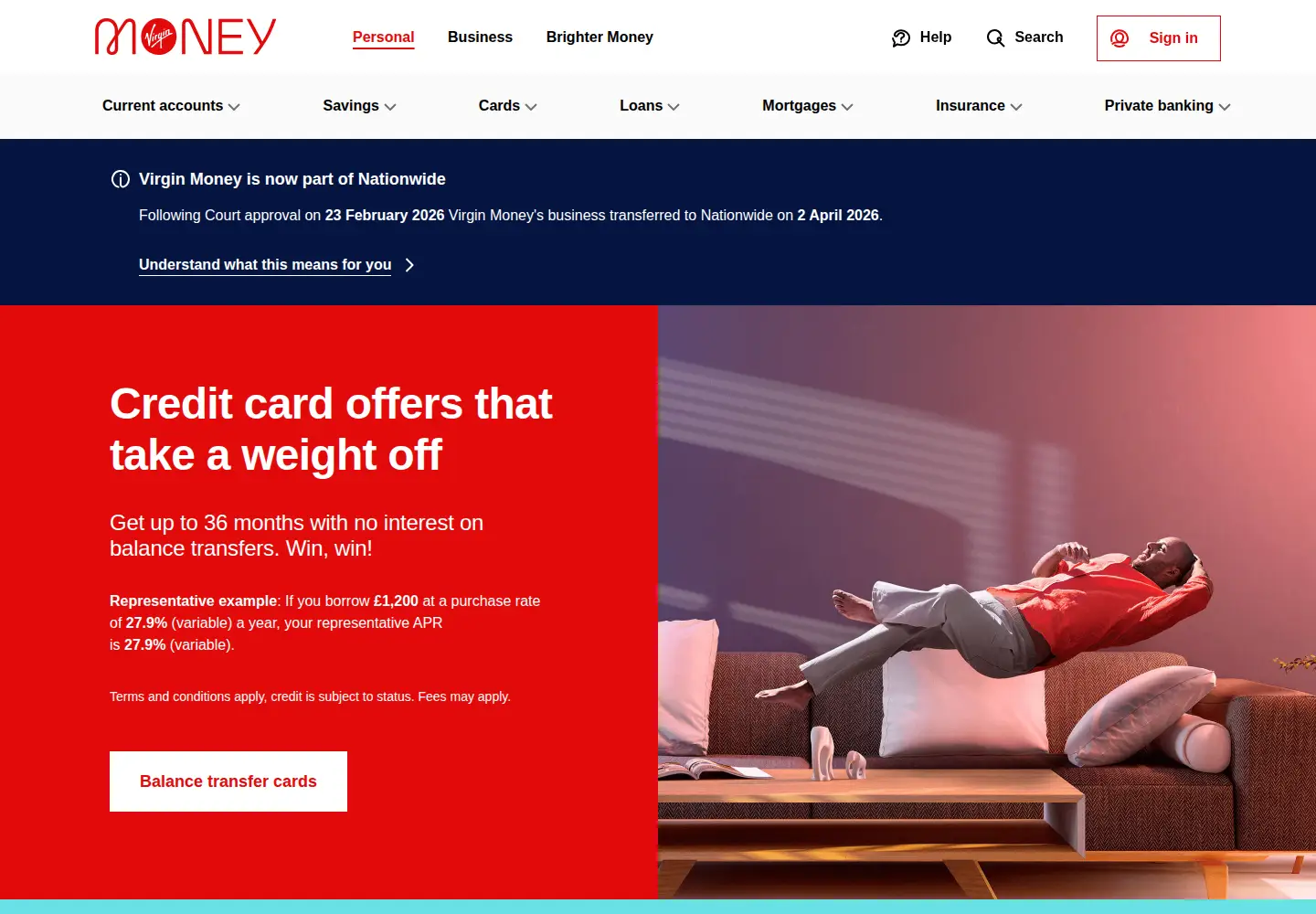 Captured homepage of virginmoneygiving.com in the current scan