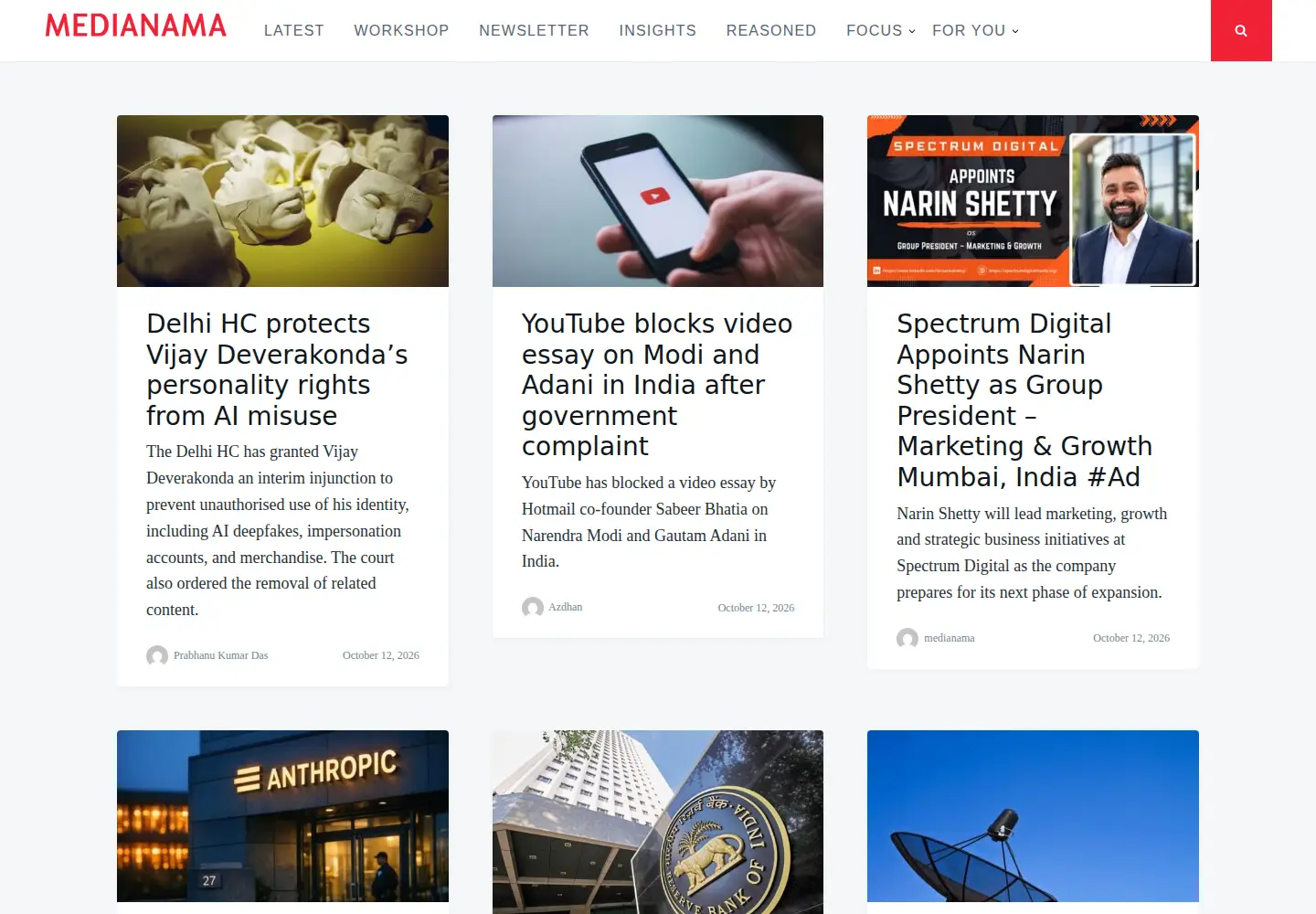 Screenshot of medianama.com