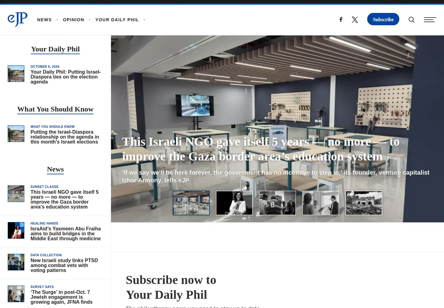 Captured homepage of ejewishphilanthropy.com in the current scan