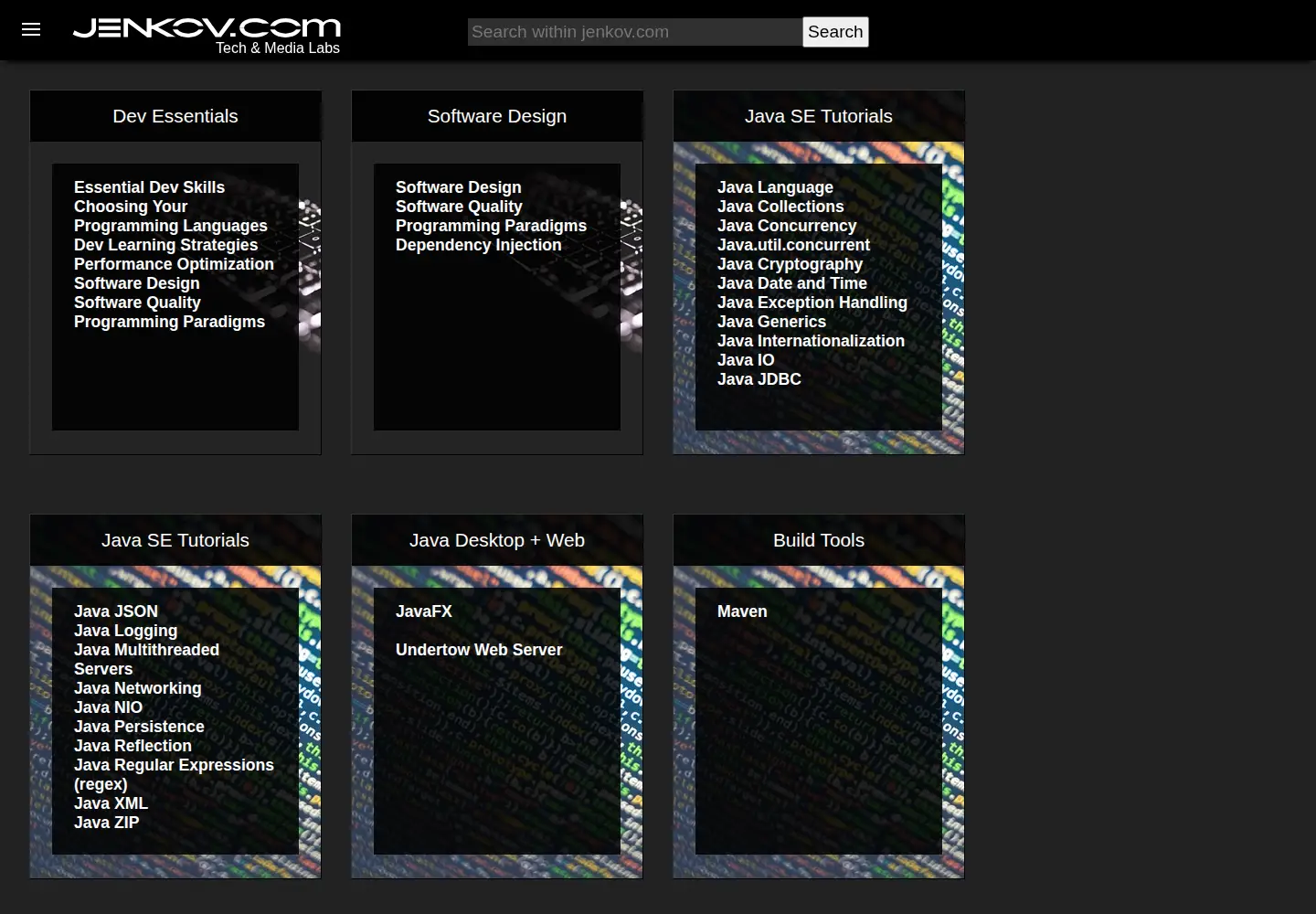 Captured homepage of jenkov.com in the current scan