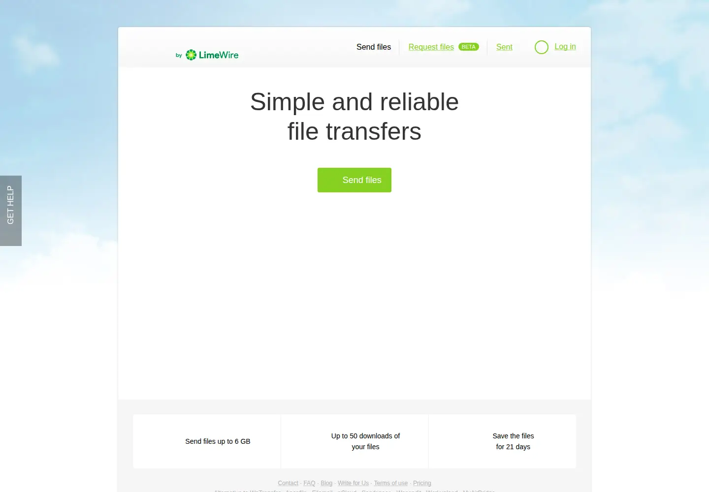 Captured homepage of filetransfer.io in the current scan