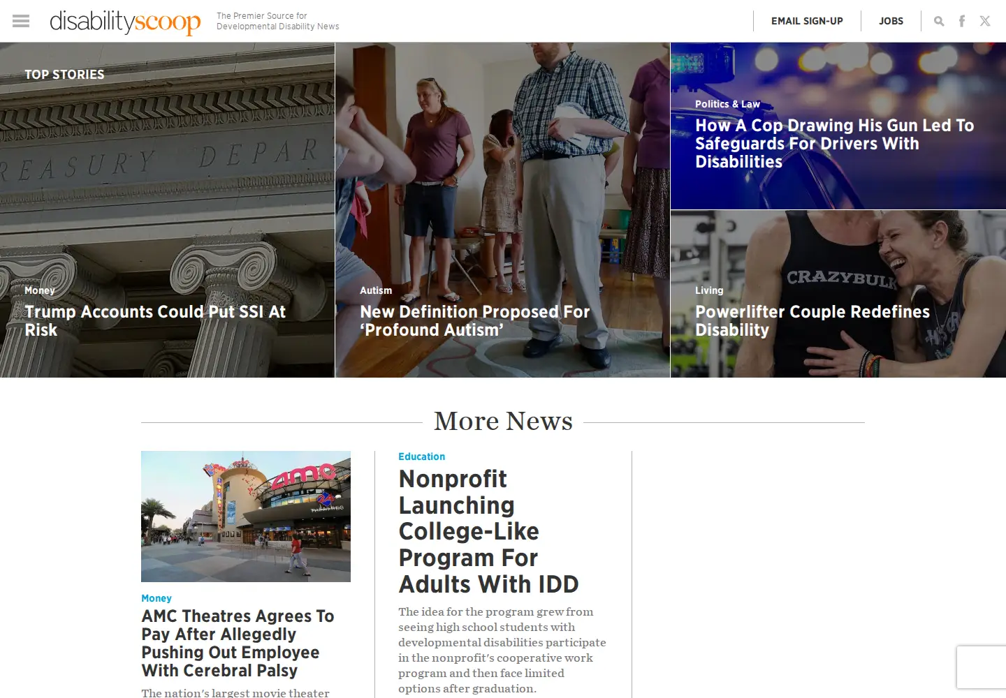 Screenshot of disabilityscoop.com