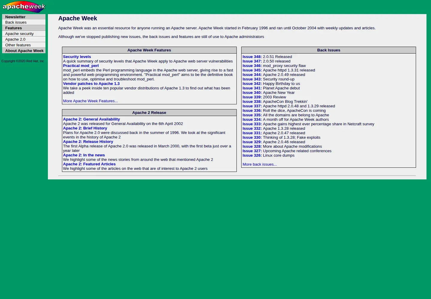 Screenshot of apacheweek.com