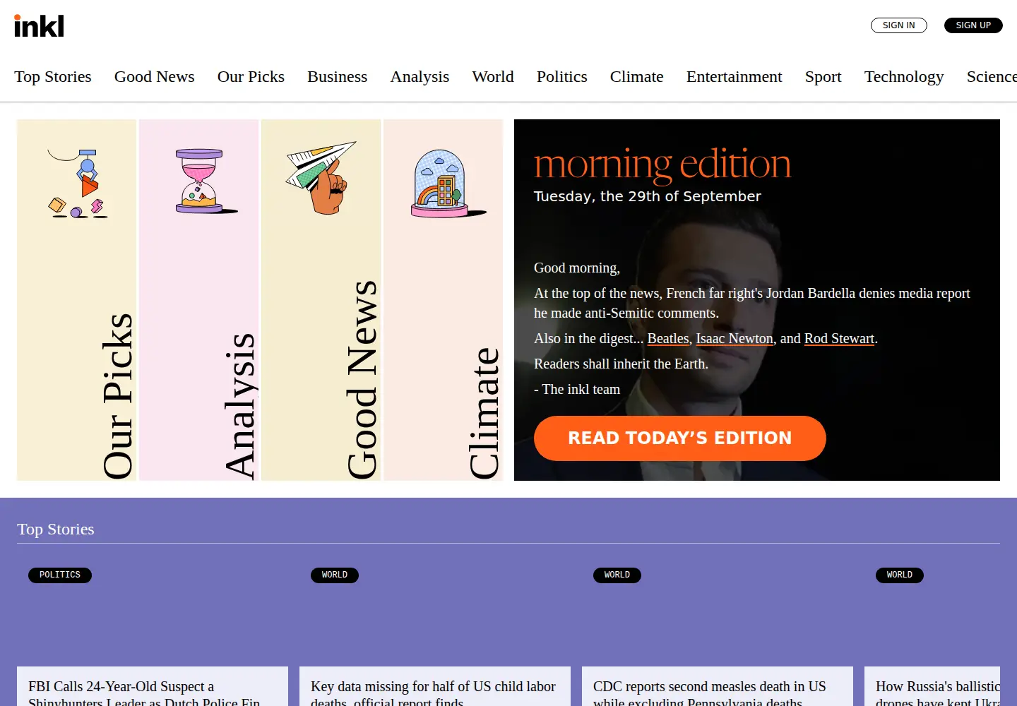 Screenshot of inkl.com