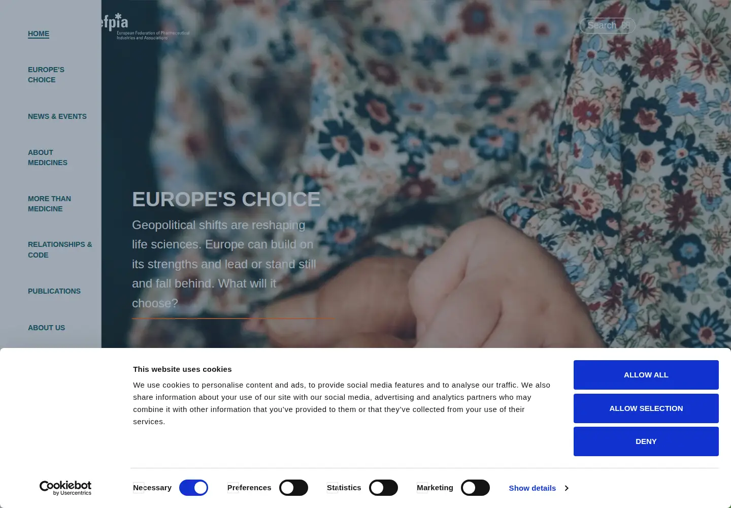 Captured homepage of efpia.eu in the current scan