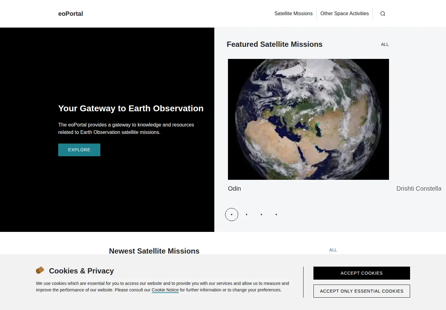 Screenshot of eoportal.org