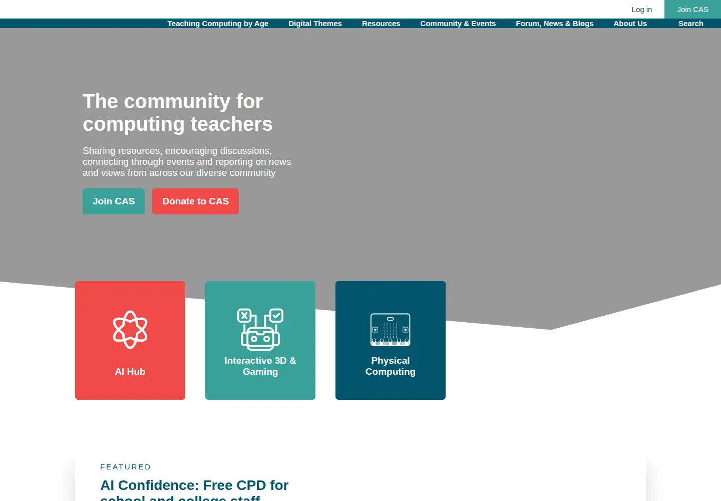 Captured homepage of computingatschool.org.uk in the current scan