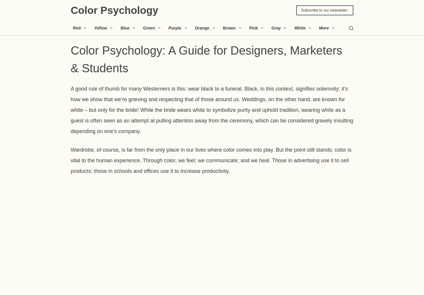 Screenshot of colorpsychology.org