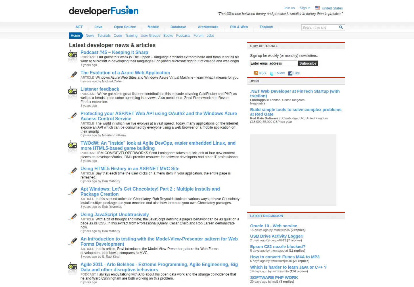 Screenshot of developerfusion.com