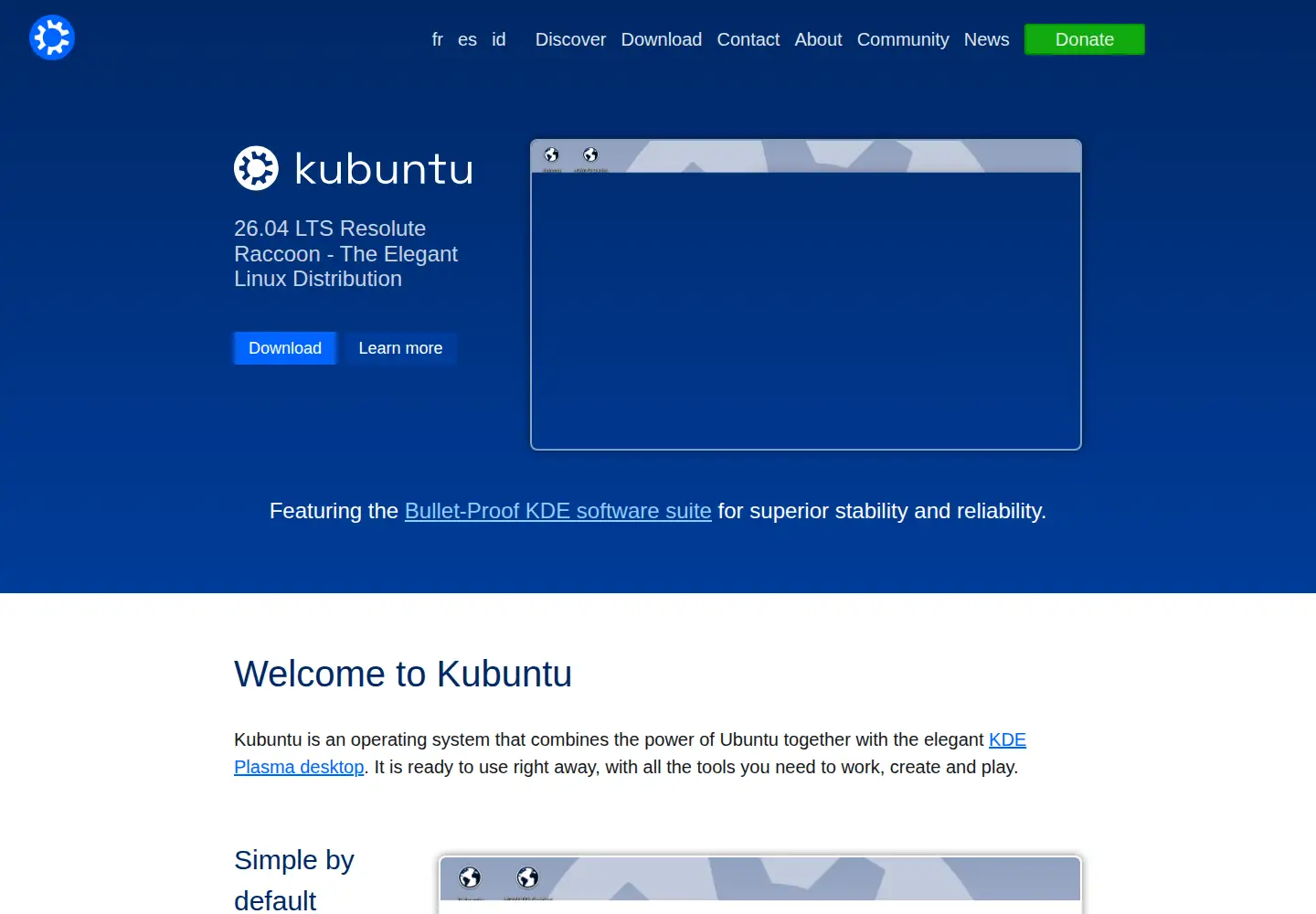 Screenshot of kubuntu.org