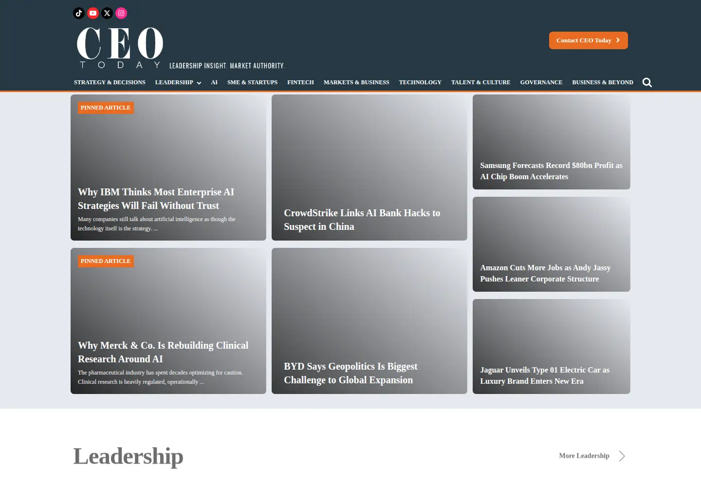 Screenshot of ceotodaymagazine.com