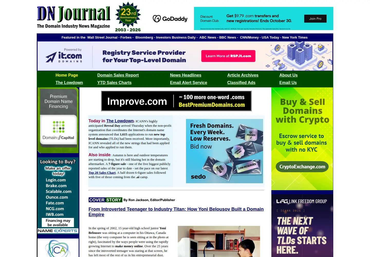 Captured homepage of dnjournal.com in the current scan