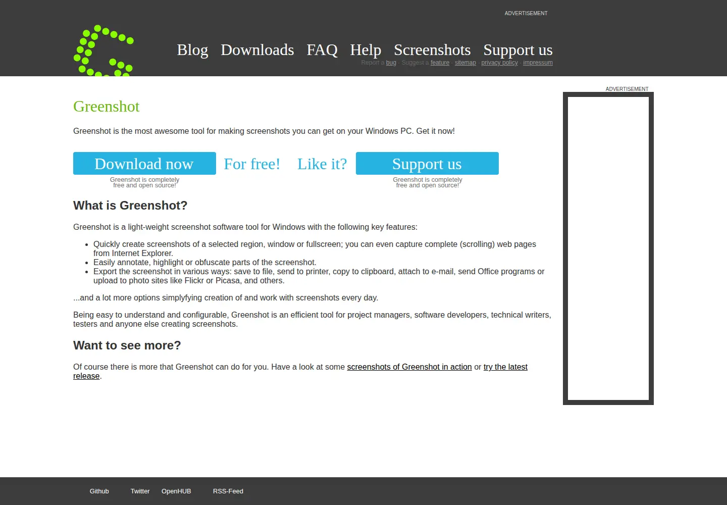 Screenshot of getgreenshot.org