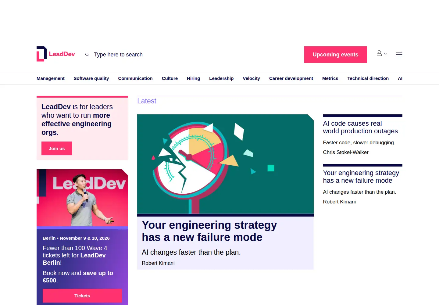Captured homepage of leaddev.com in the current scan