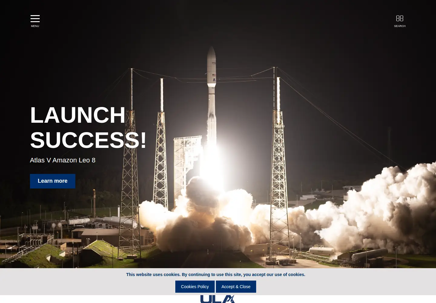 Captured homepage of ulalaunch.com in the current scan