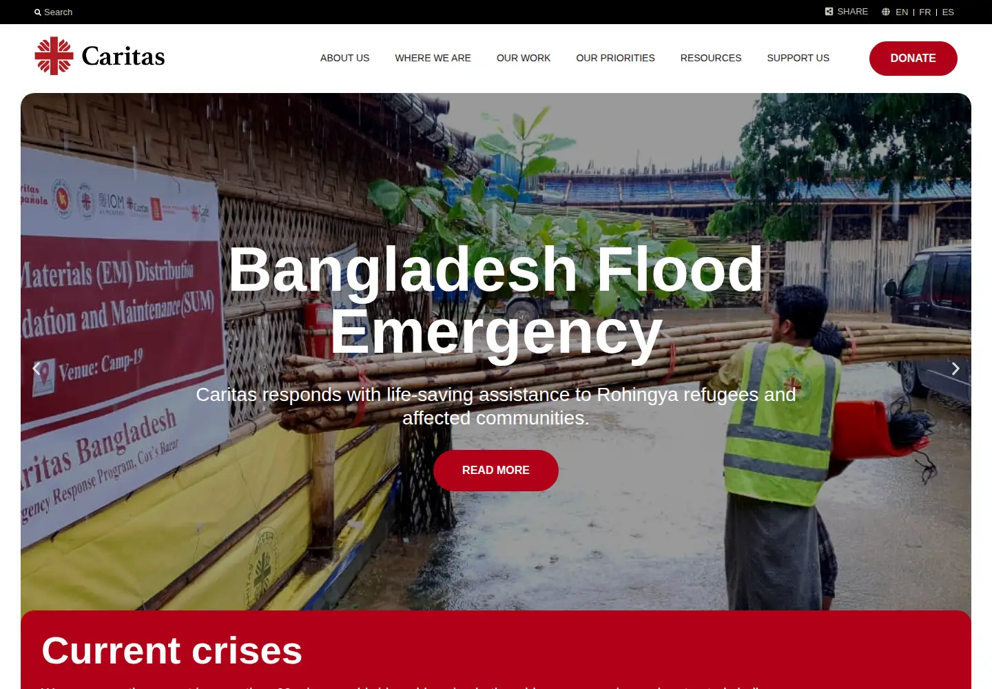 Screenshot of caritas.org