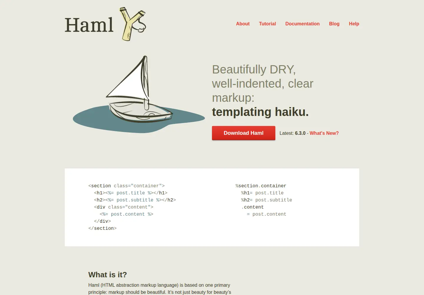 Captured homepage of haml.info in the current scan