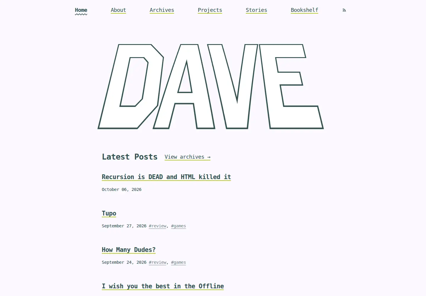 Captured homepage of daverupert.com in the current scan
