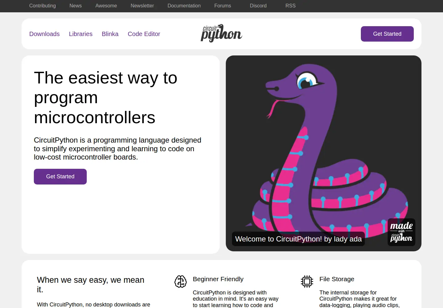 Screenshot of circuitpython.org