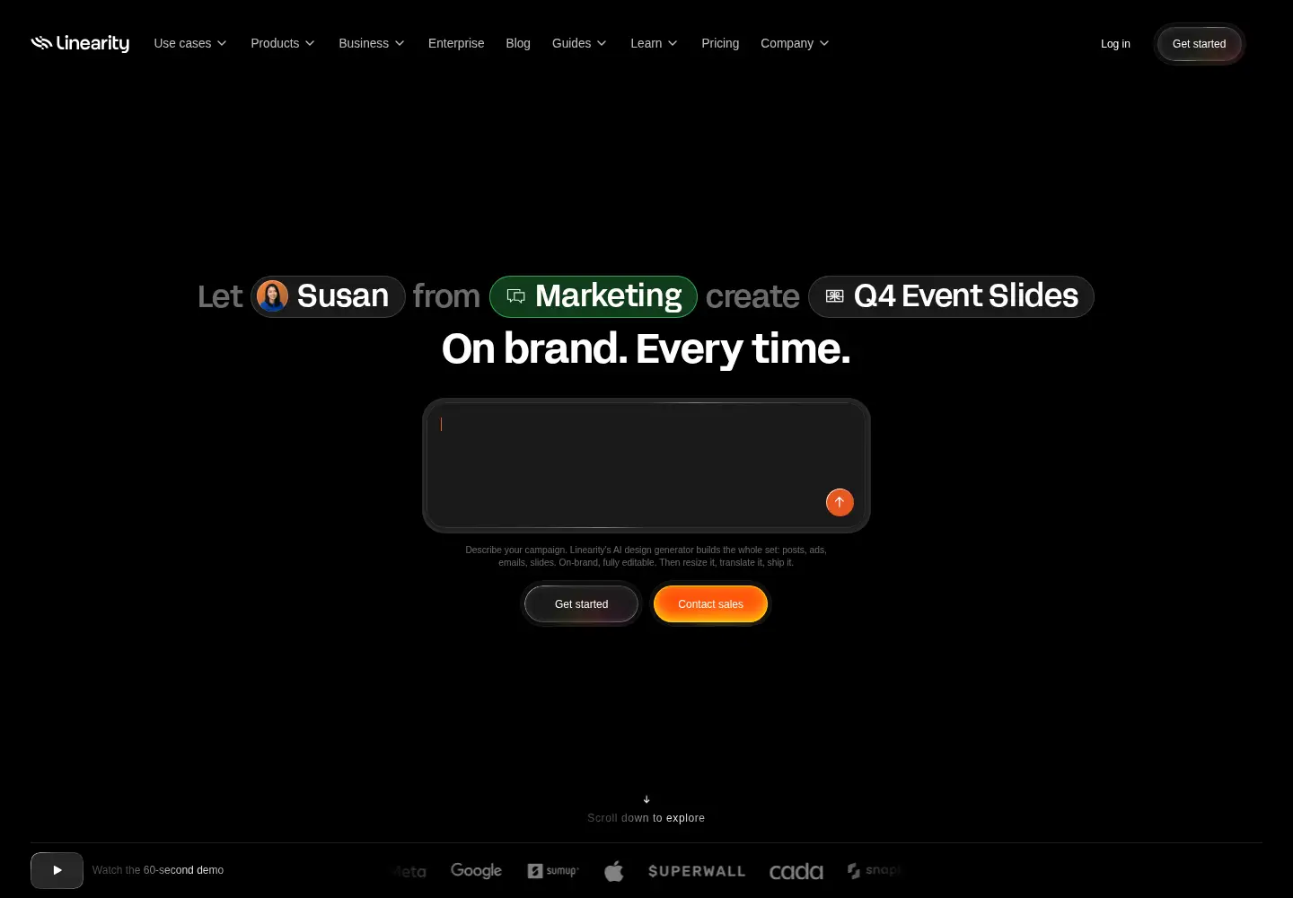 Captured homepage of linearity.io in the current scan