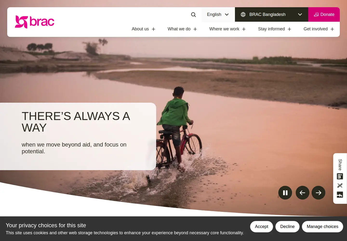 Captured homepage of brac.net in the current scan