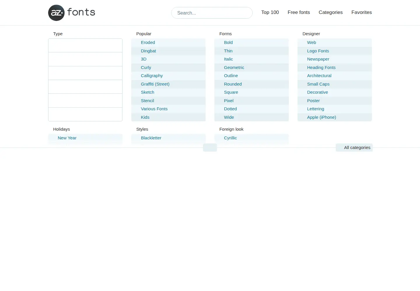 Captured homepage of azfonts.net in the current scan