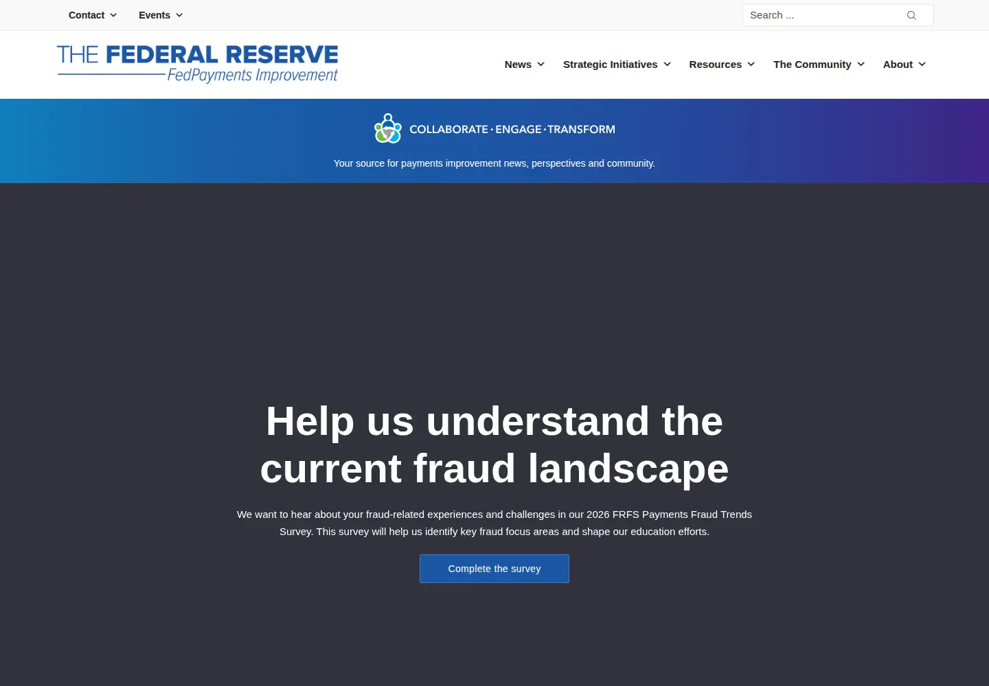 Captured homepage of fedpaymentsimprovement.org in the current scan