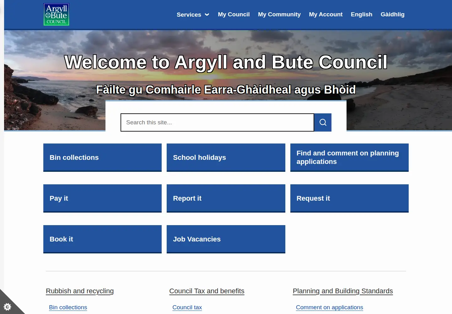 Screenshot of argyll-bute.gov.uk
